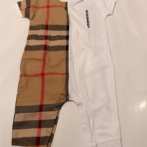 Burberry Baby Lenox Romper One Piece - Tan and White 12M